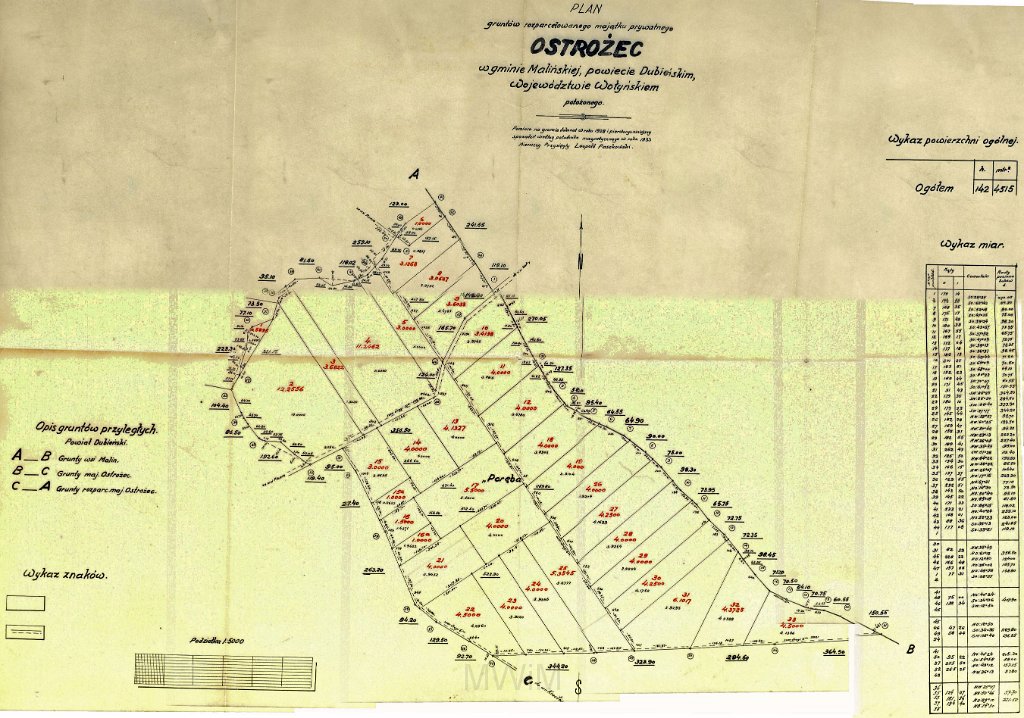 KKE 5962-9.jpg - Dok. Reforma rolna, Ostrożec, gmina Malin, powiat Dubno, 1926/1931 r.